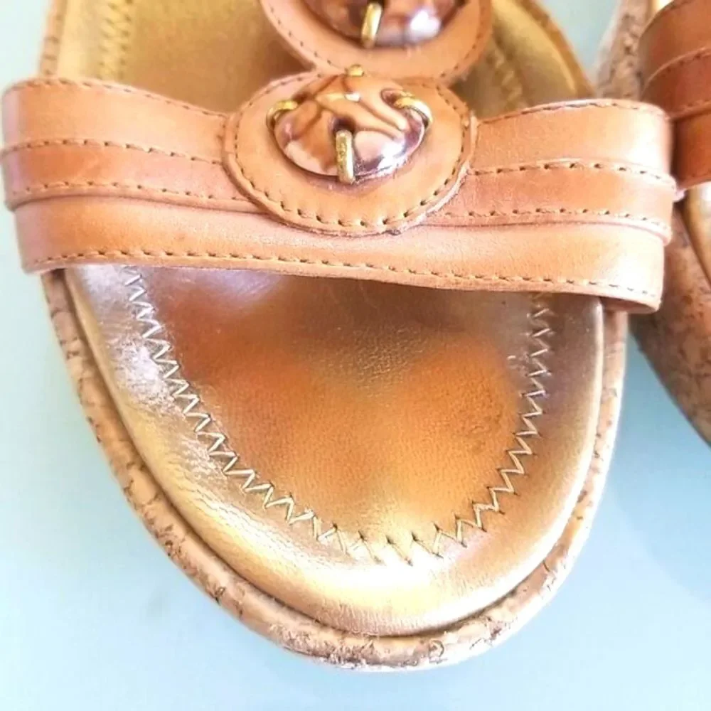 ANTONIO MELANI Jisile Y2K Leather Stone Wedges Coquette Girl Boho Chic Sz 10